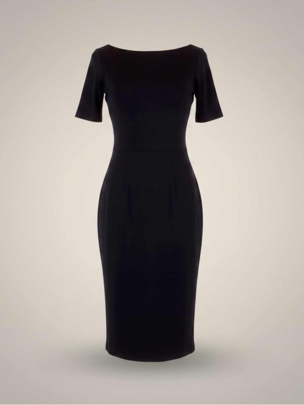 ASOS 2 ruched scoop neck 1/2 sleeve stretch‎ midi little black dress